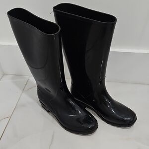 No Boundaries Glossy Black Women's Rain Boots